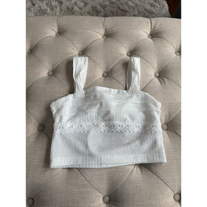 Women's White Textured Crop Top M